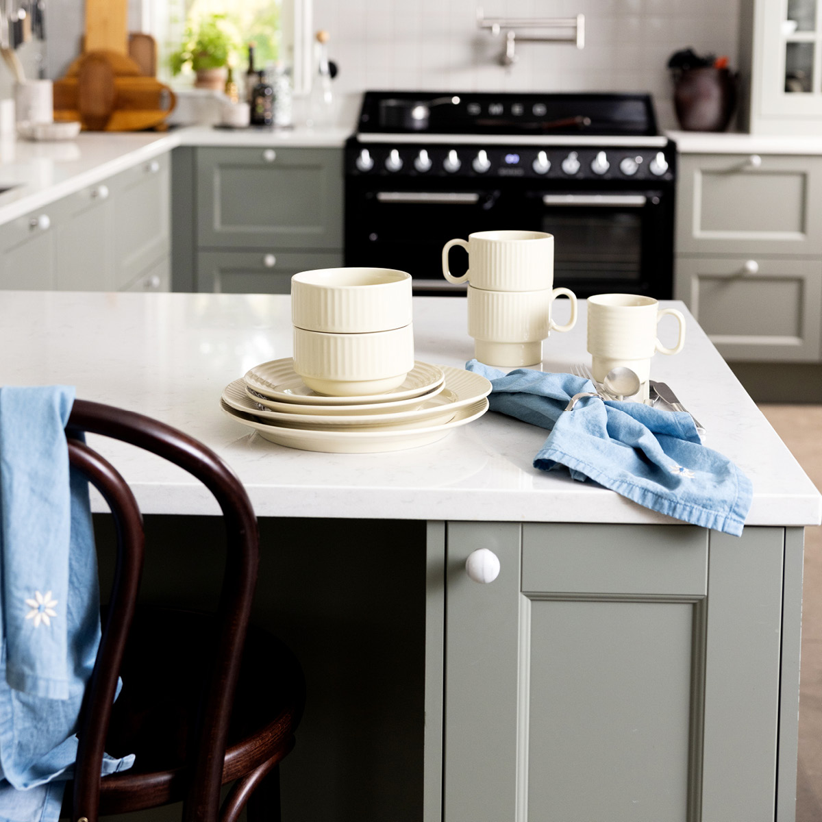 Sagaform Eden denim kökshandduk 70x50 cm 2-pack blå