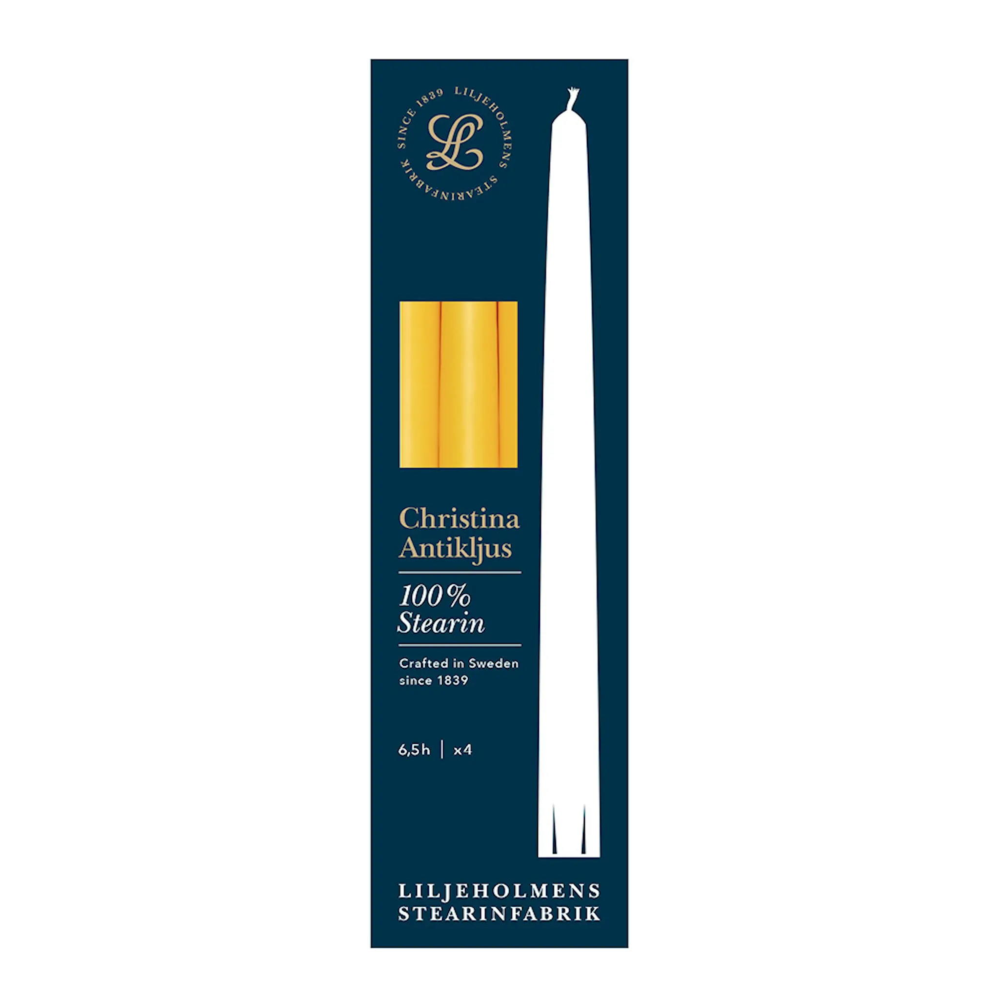 Liljeholmens Christina antikljus 26 cm 4-pack gul