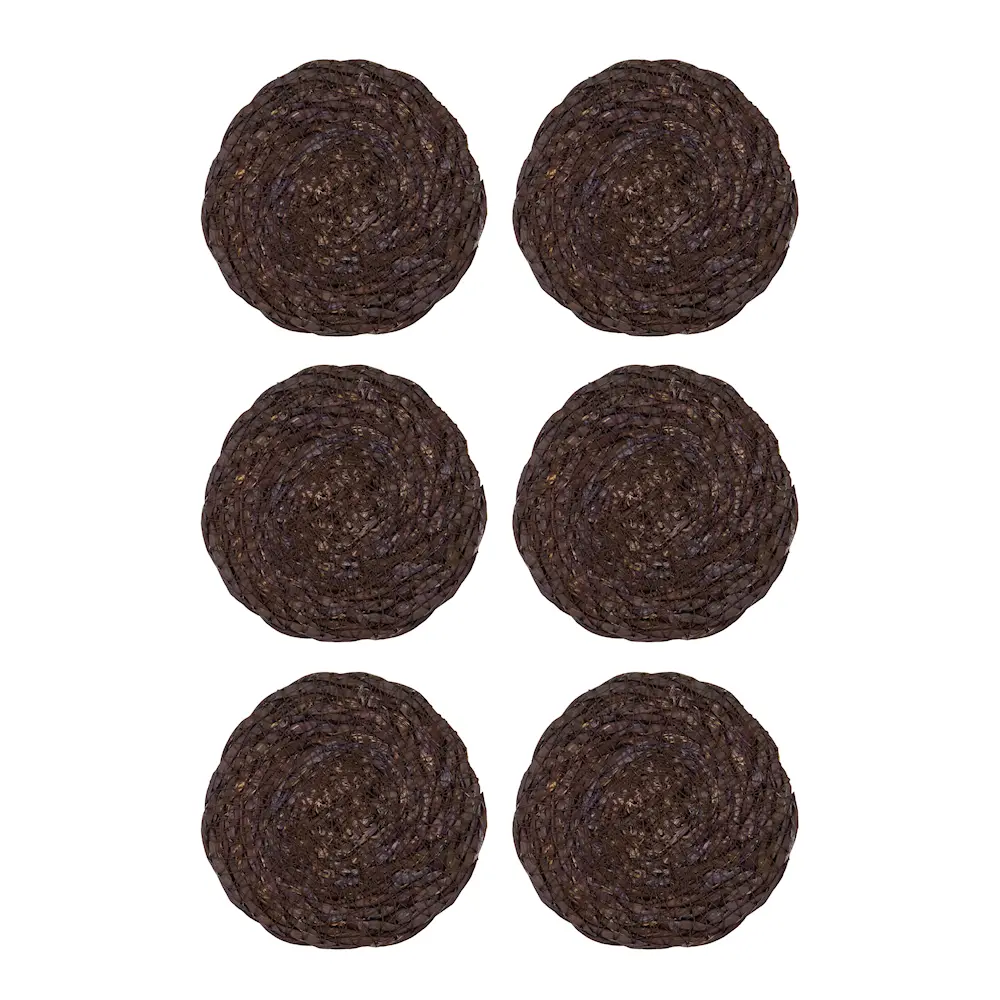 Coaster lasinalunen telineellä 10 cm 6 kpl suklaa