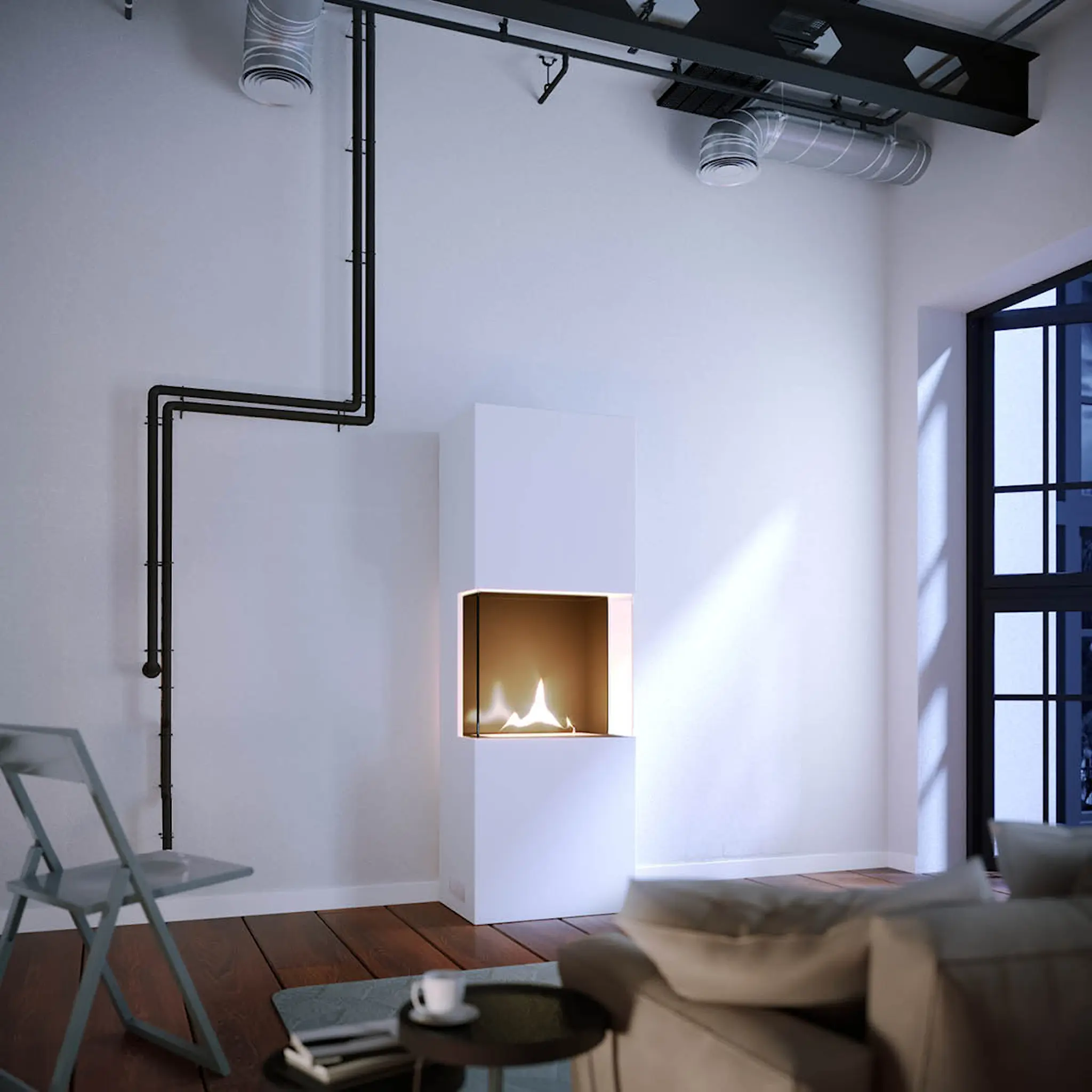 Tenderflame Indie 180 fristående kamin 170 cm 1 L vit