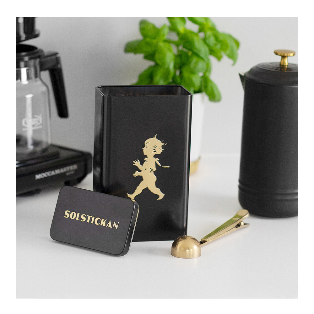 SOLSTICKAN Peltinen Kahvipurkki Mattamusta/Mattakulta