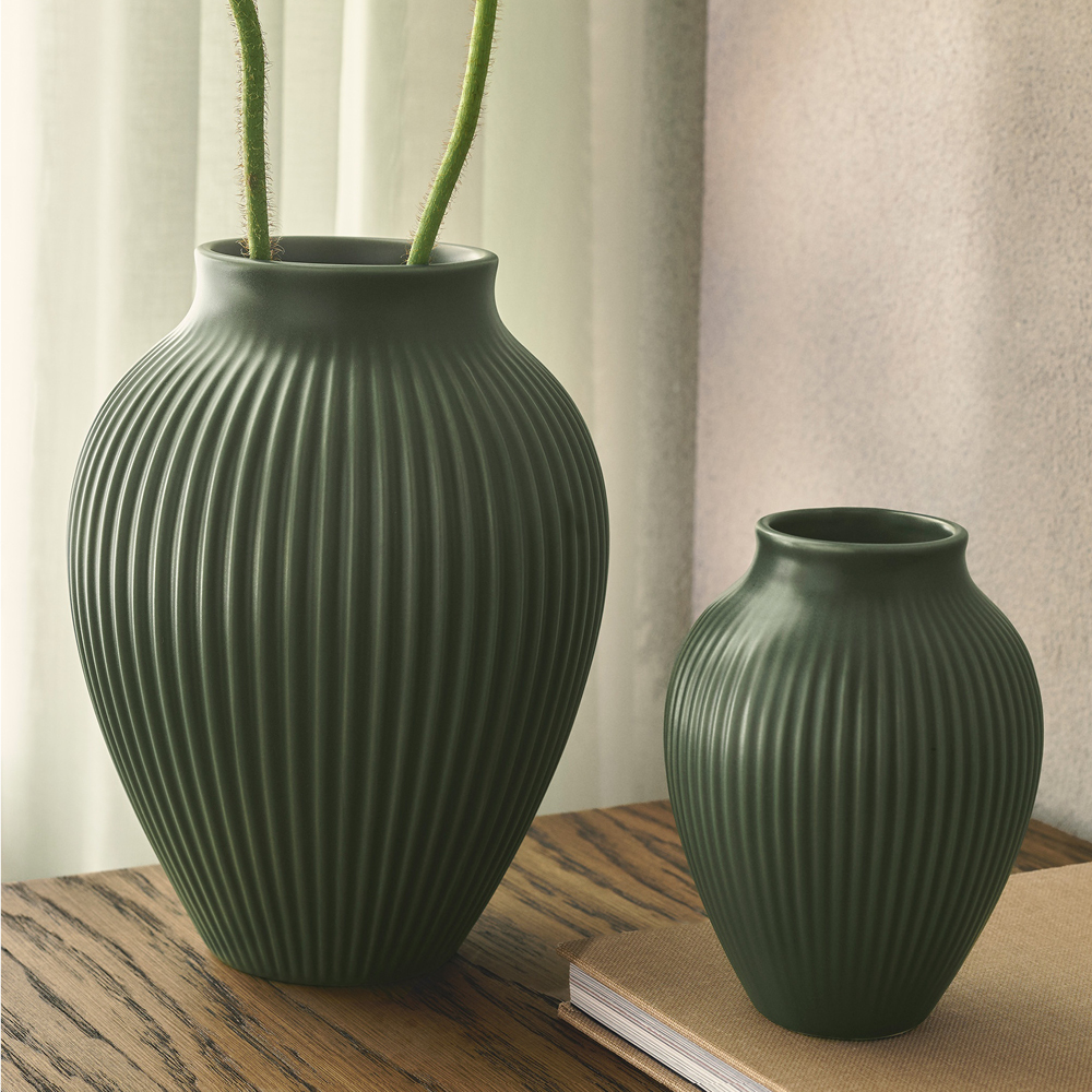 Knabstrup Keramik Ripple Maljakko 12,5 cm Celadon Green
