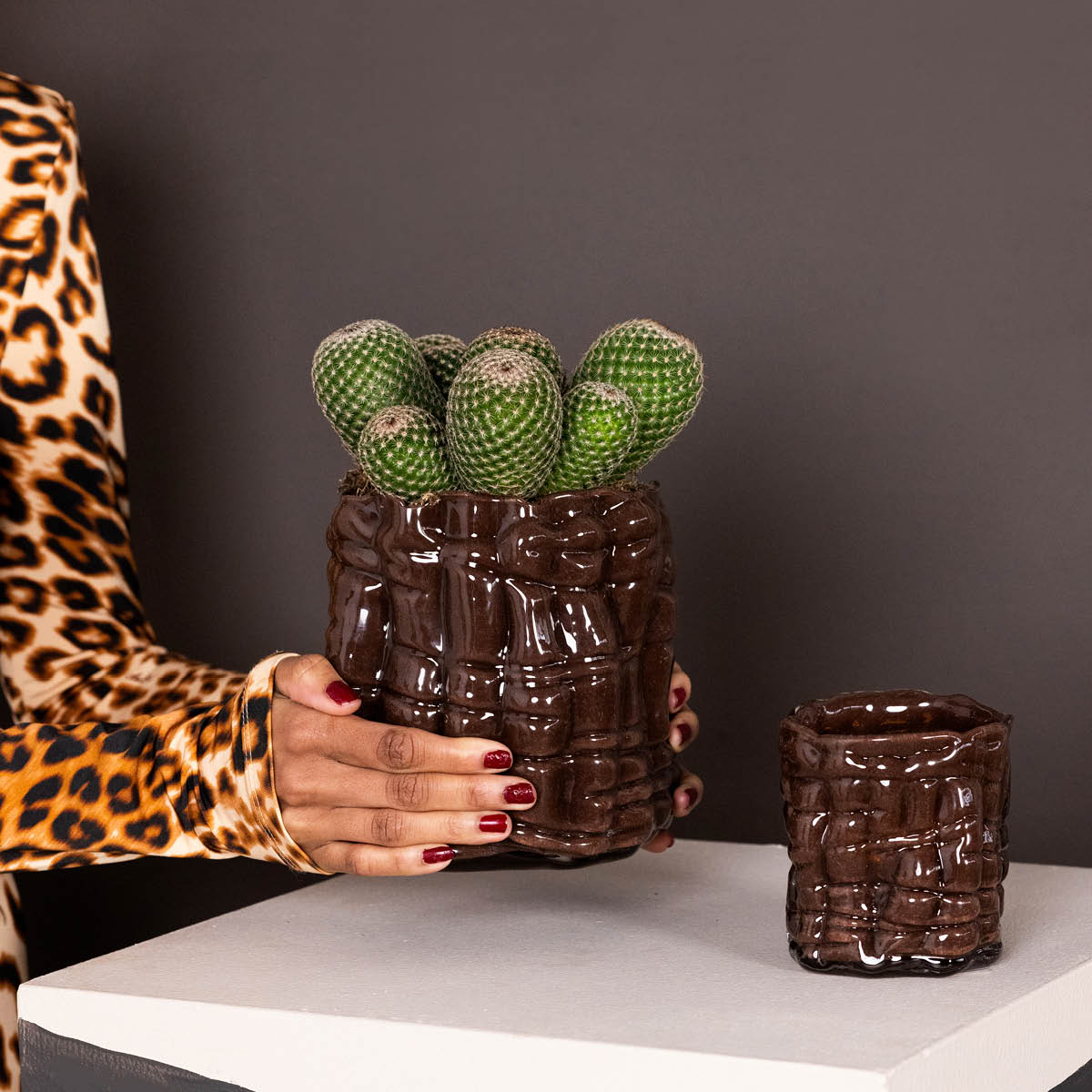 ByOn Laranne lyslykt m 16 cm brun