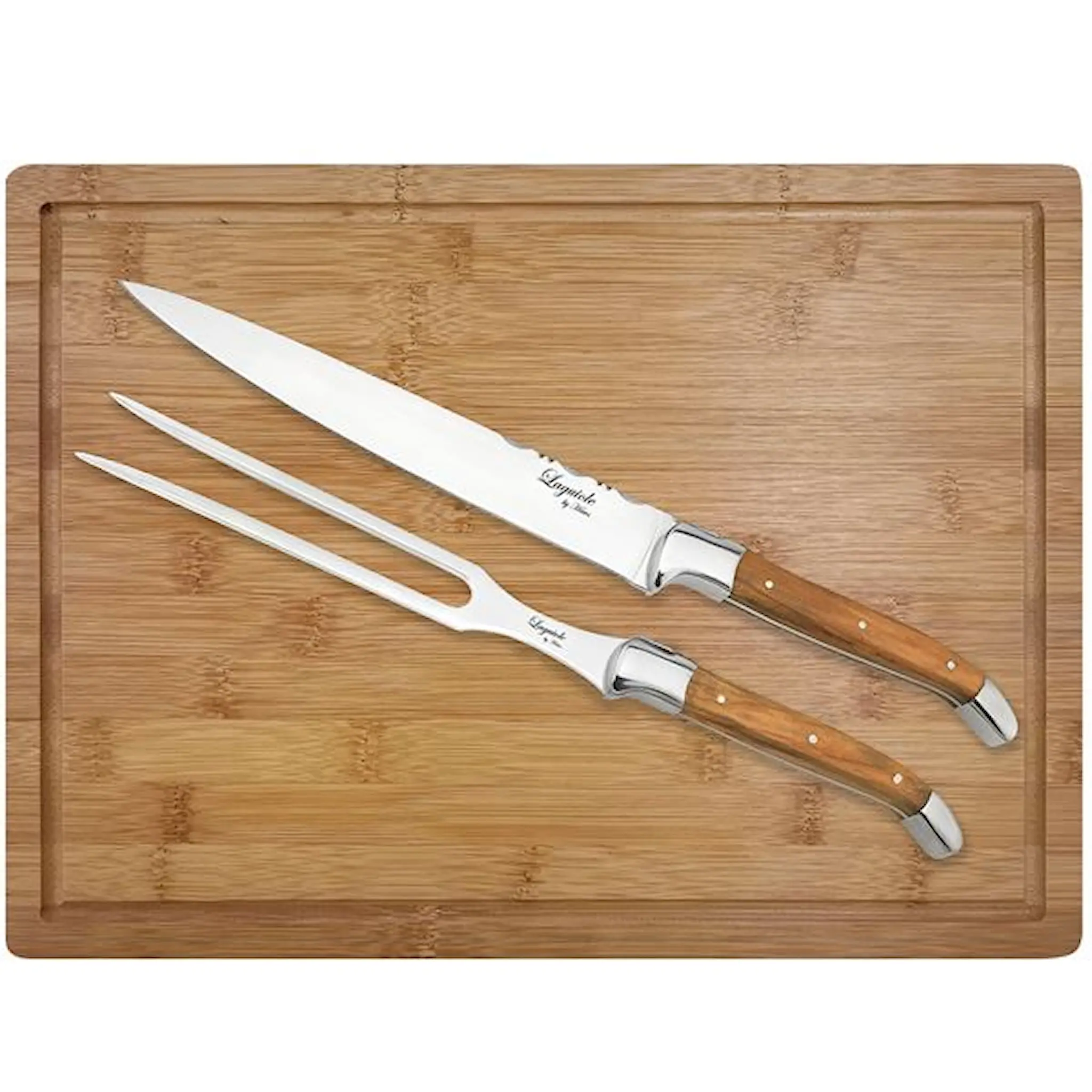 Laguiole by Hâws Trancherset med skärbräda 38x28 cm bambu/olivträ