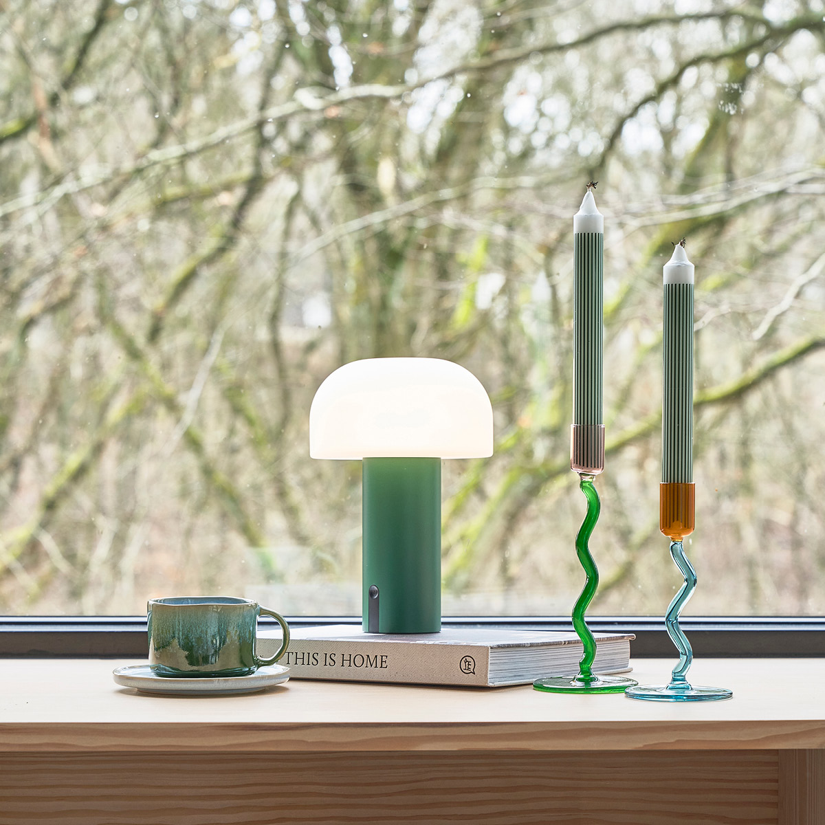 Villa Collection Styles Ljusstake Glas 19,6 cm Grön/Rosa