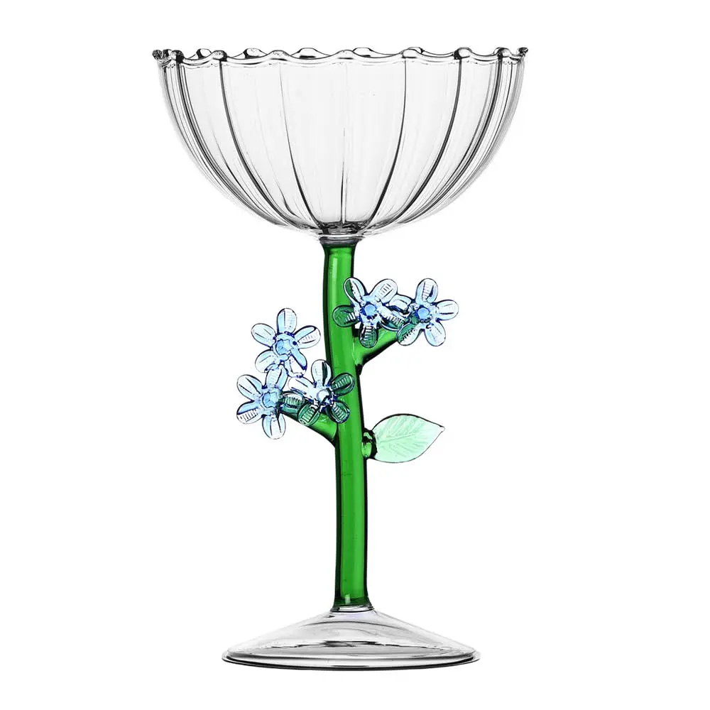 Botanica optisk champagneskål 28 cl lyseblå blomst