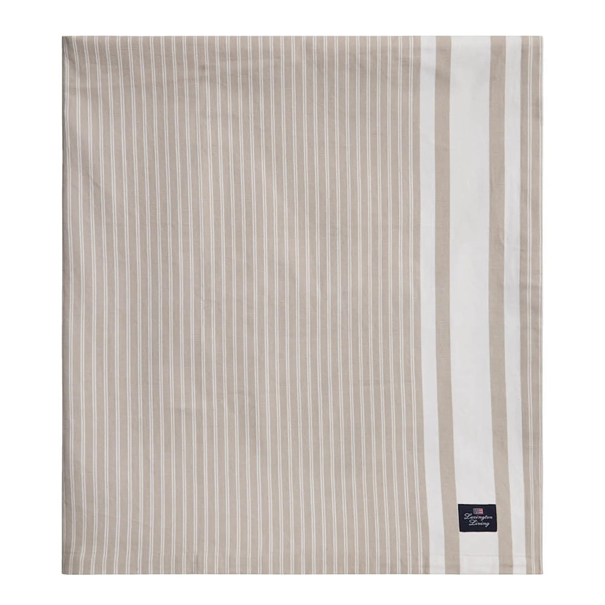 Lexington Icons randig duk oxford  150x350 cm beige/vit