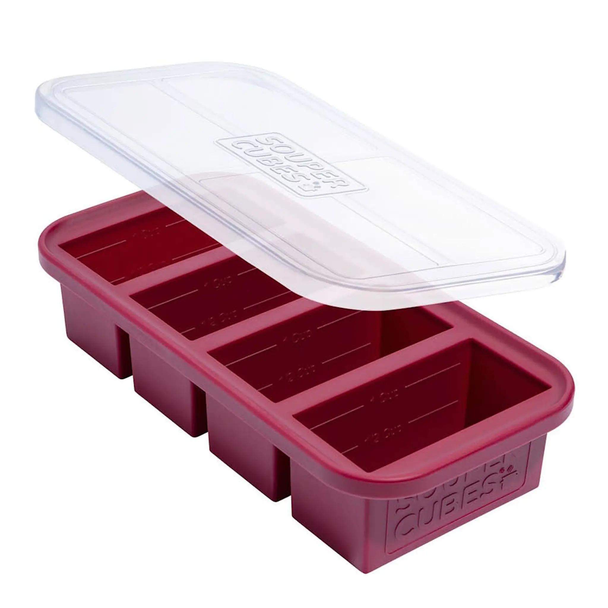 Souper Cubes Matförvaring med silikonlock 1-cup 4×250 ml cranberry