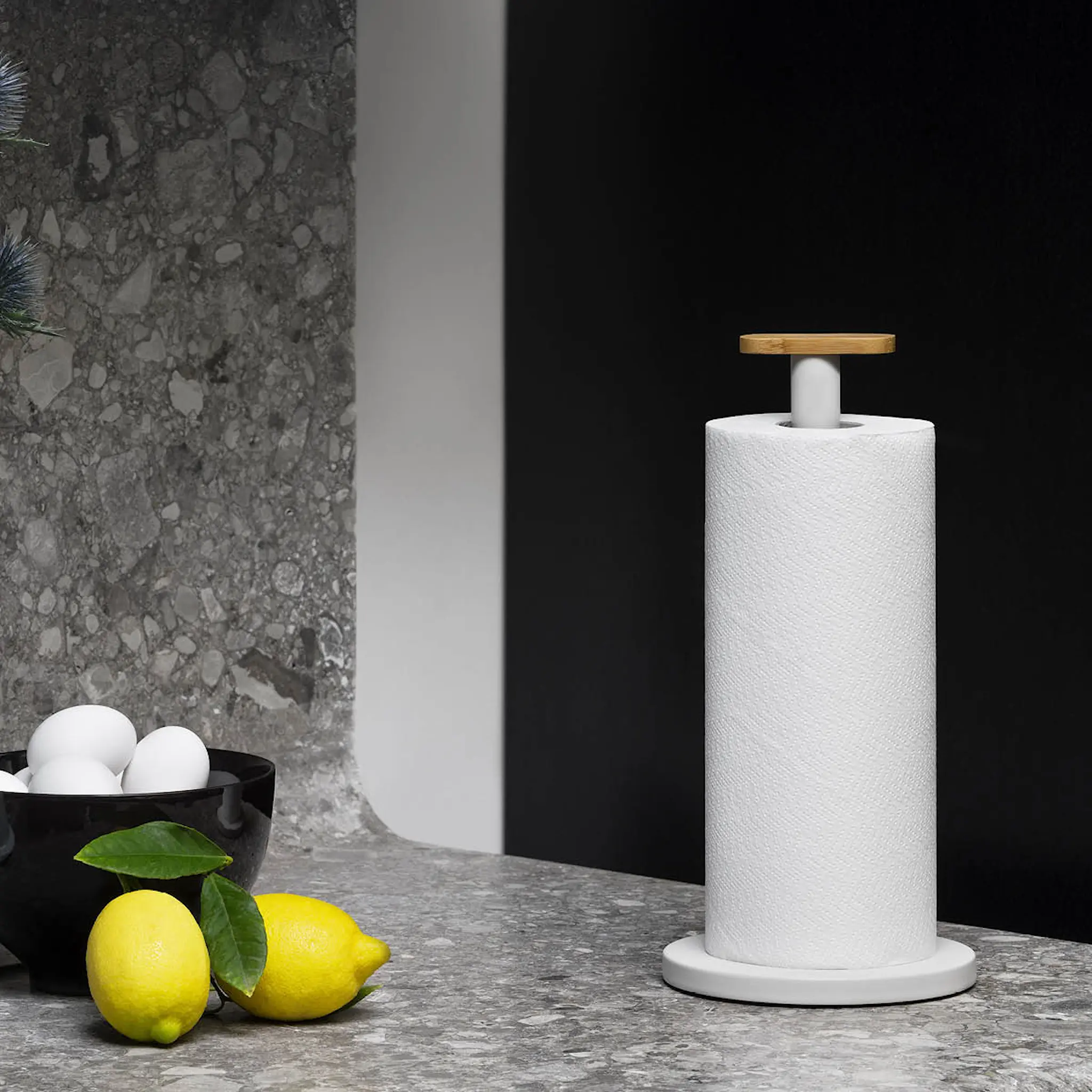 Alessi Mattina talouspaperiteline 33 cm vaaleanharmaa/bambu