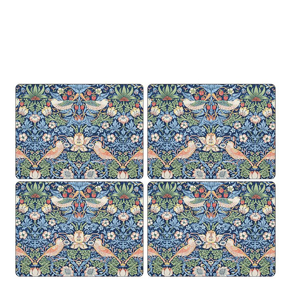 Morris & Co - Strawberry Thief Pöytätabletti 30x40cm 4 kpl Sininen