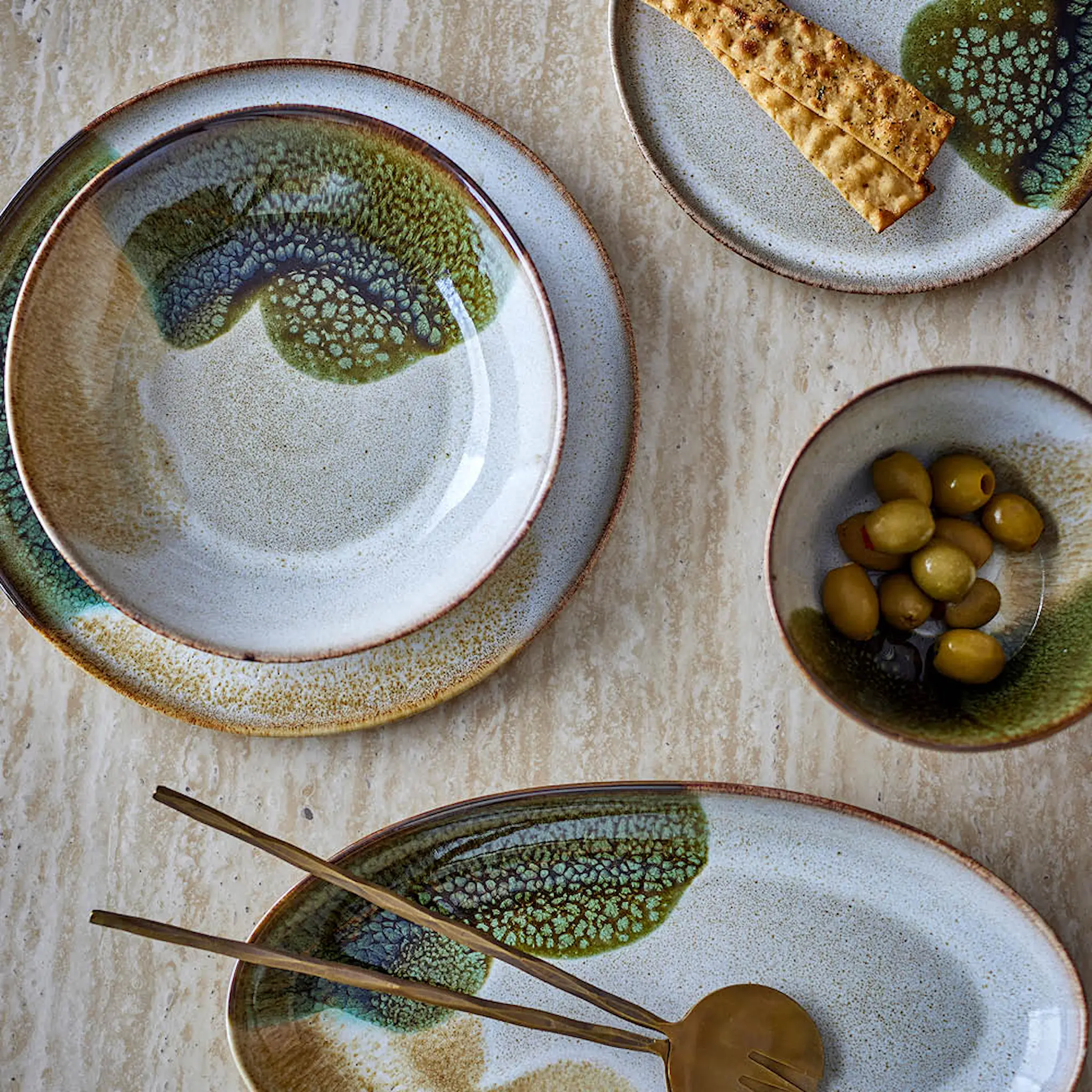 Bloomingville Jules frukostservis set 12 delar grön