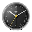 Väckarklocka analog 7,5 cm silver/svart