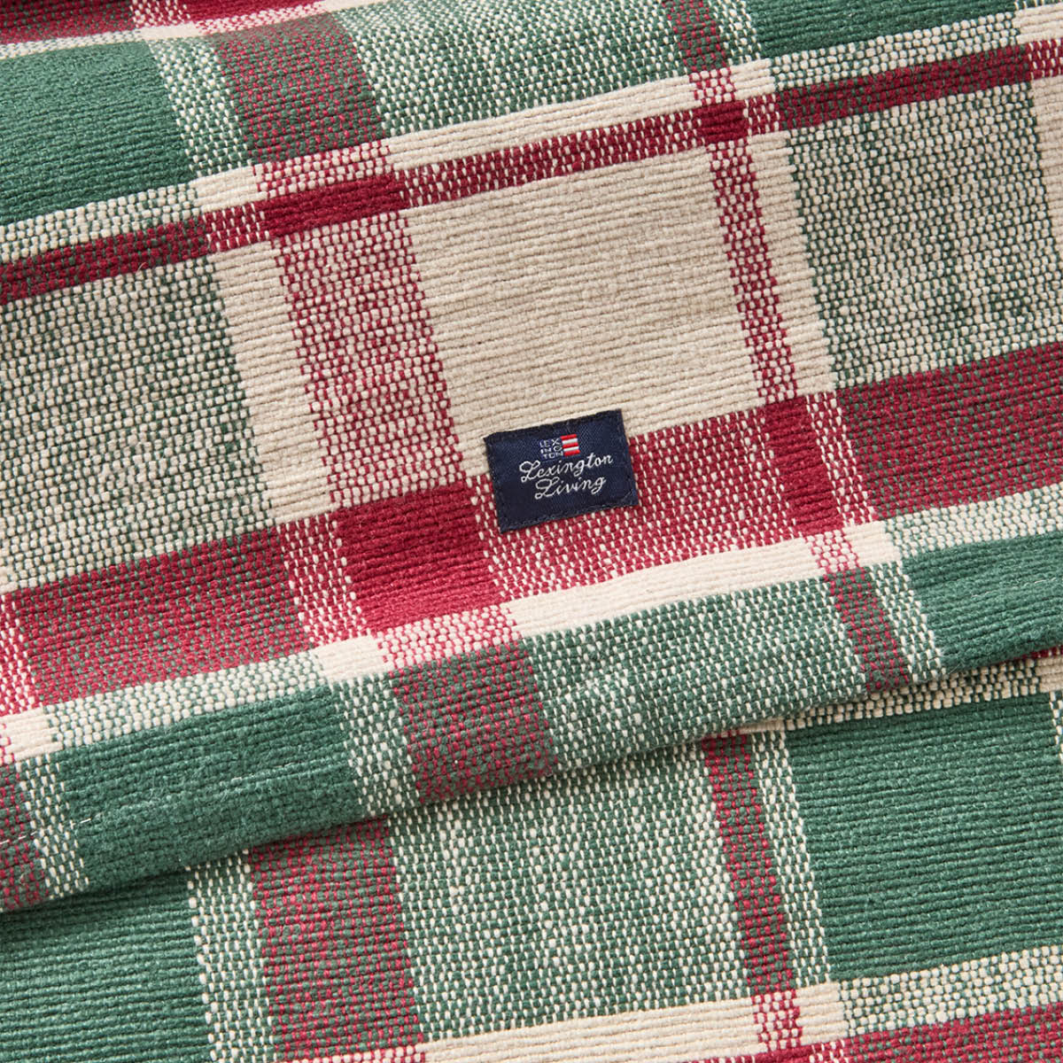Lexington Rib löpare bomull 50x150 cm rutigt grön/röd/beige