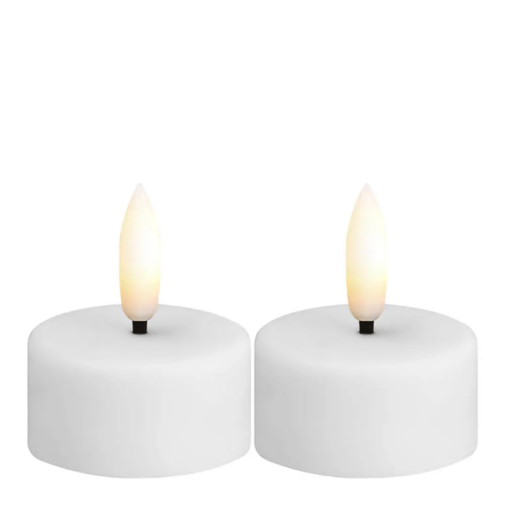Tealight Candle LED telys 2 stk 3,9x2 cm hvit