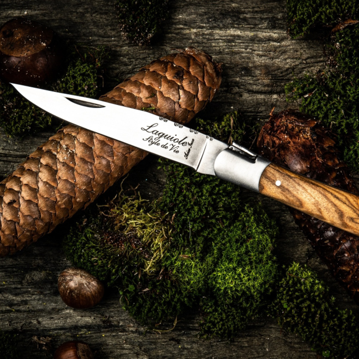 Laguiole Style de Vie Lommekniv med korketrekker olive