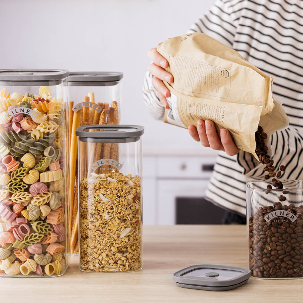 Kilner Fresh XXL förvaringsburk 3,5 L glas/grå