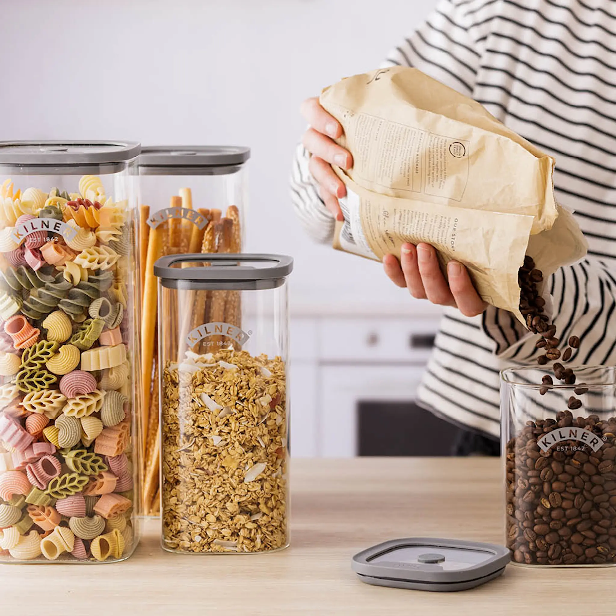 Kilner Fresh XXL Säilytyspurkki 3,5 L Lasi/Harmaa