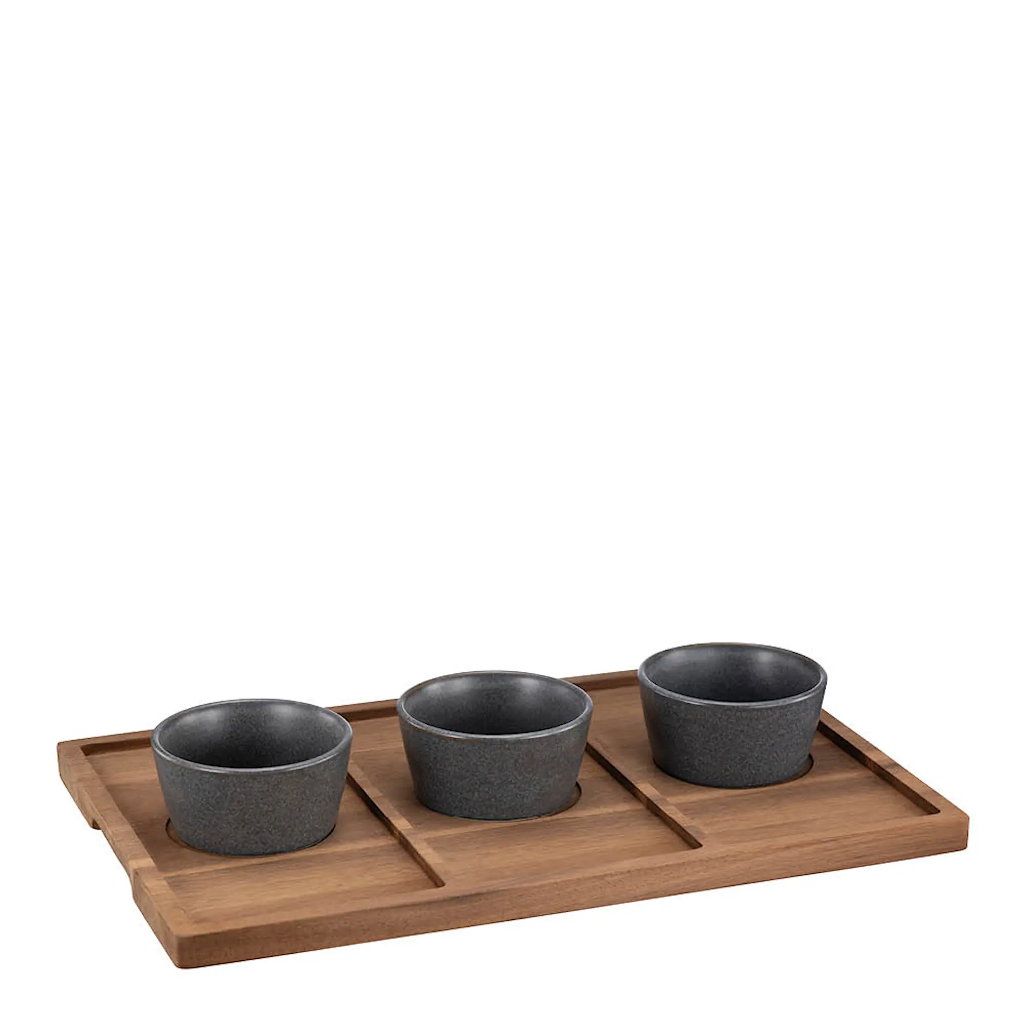 Modern House Nord tarjoilutarjotin kulholla 3 kpl 45x29,5 cm akaasia/lämmin harmaa