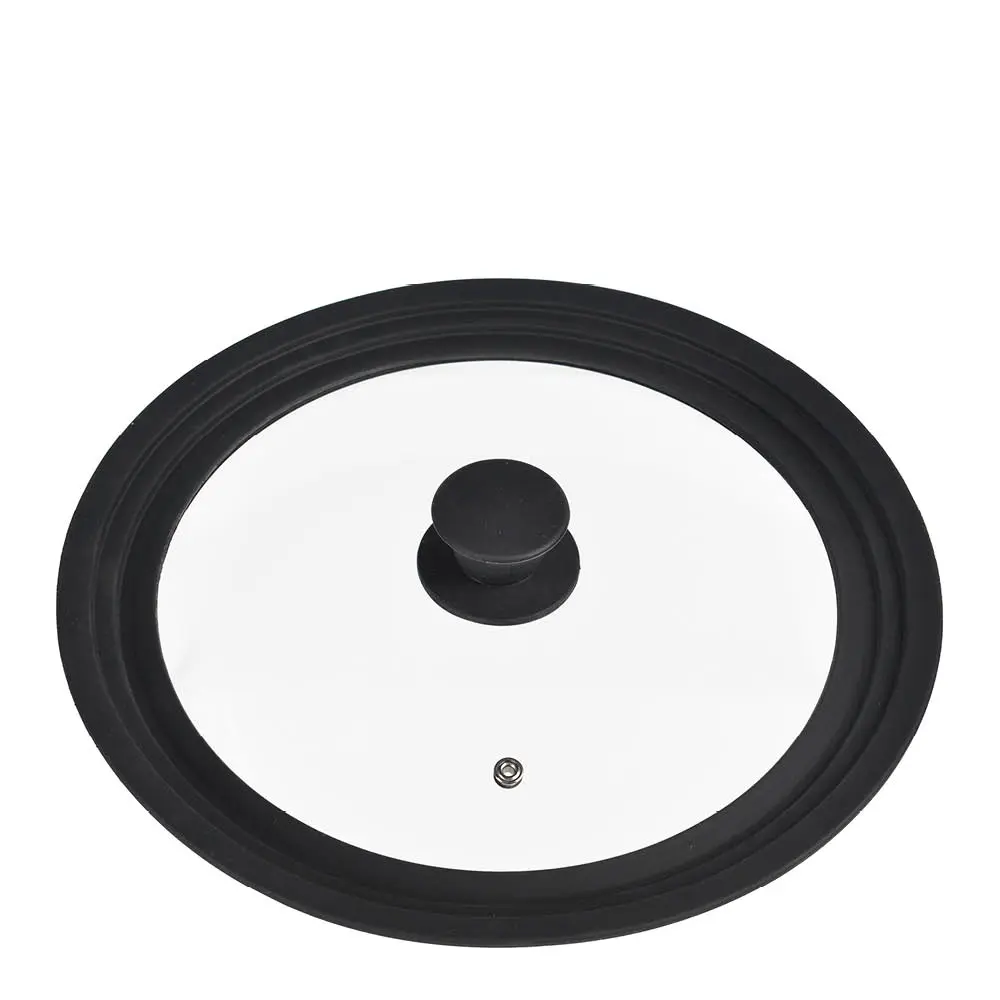 Rix grytelokk 16/18/20 cm svart klart glass