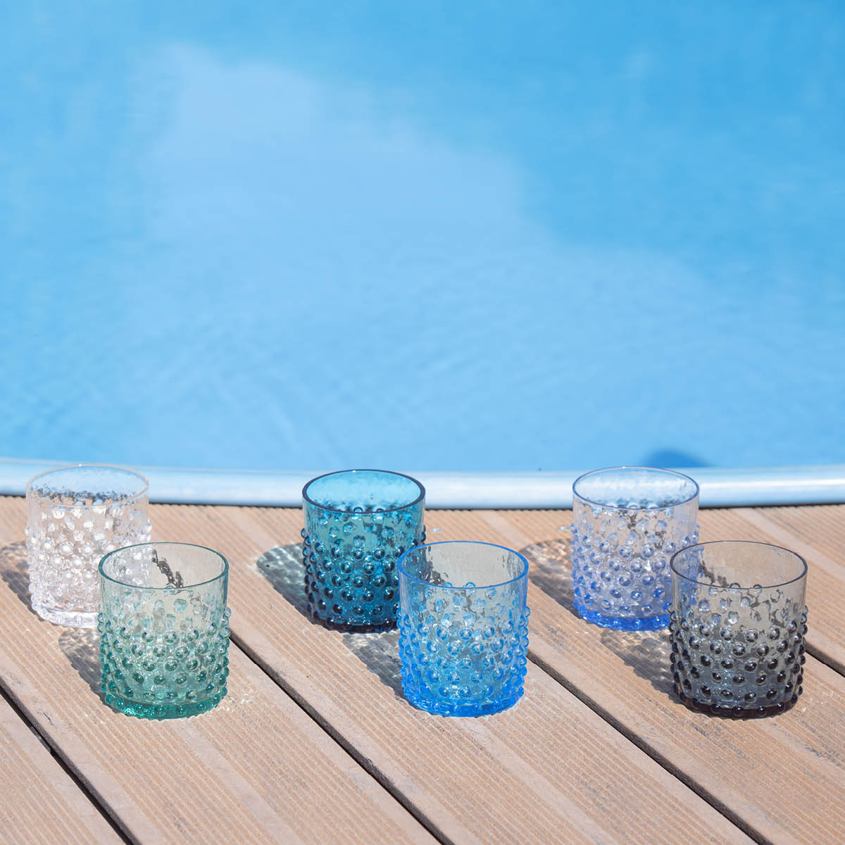 Klimchi Hobnail vannglass 15 cl tåkeblå