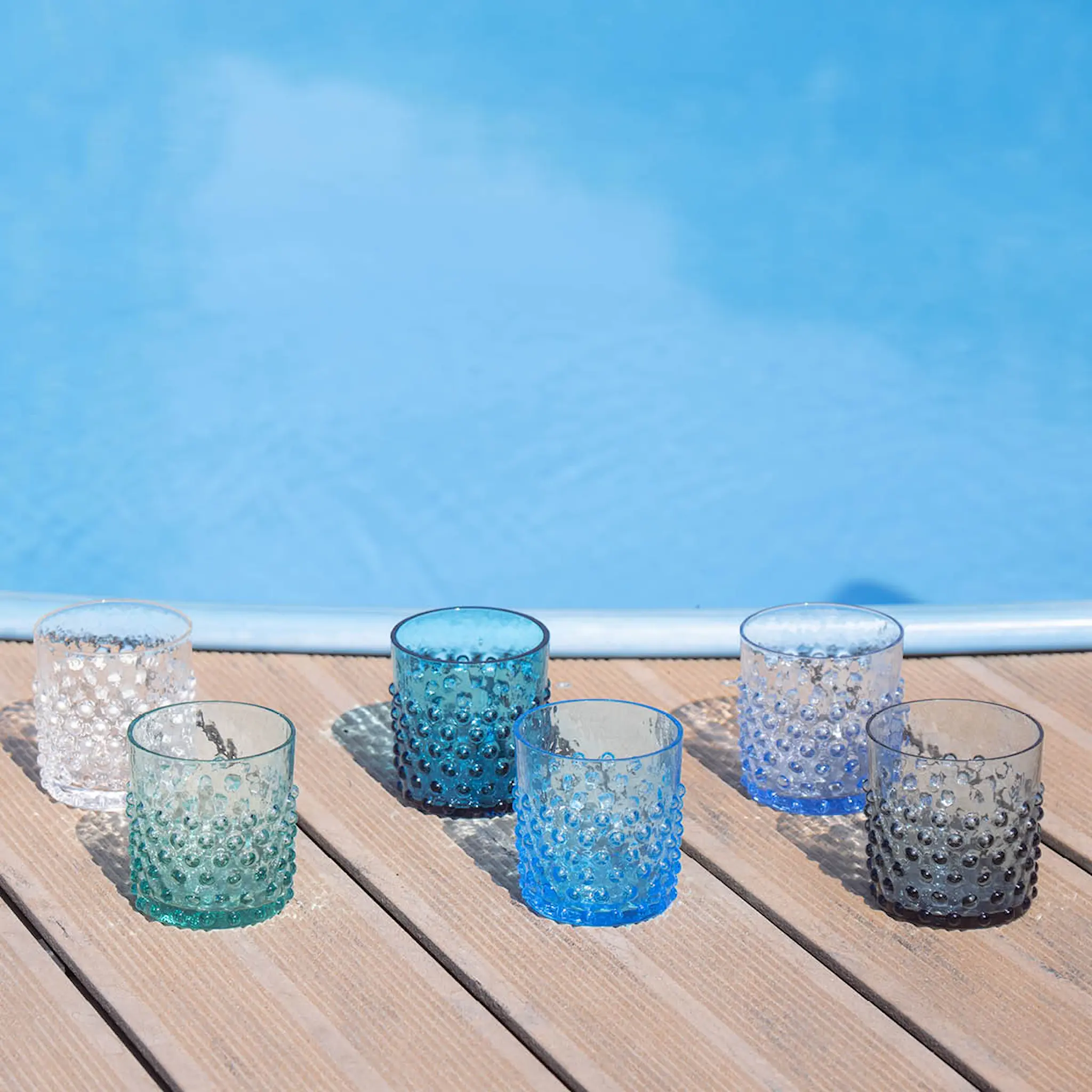 Klimchi Hobnail vattenglas 15 cl dimblå