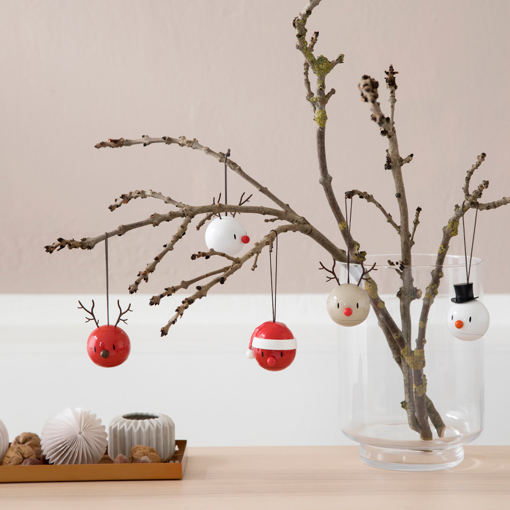 Hoptimisten Reinsdyr Julekule 2 stk hvit