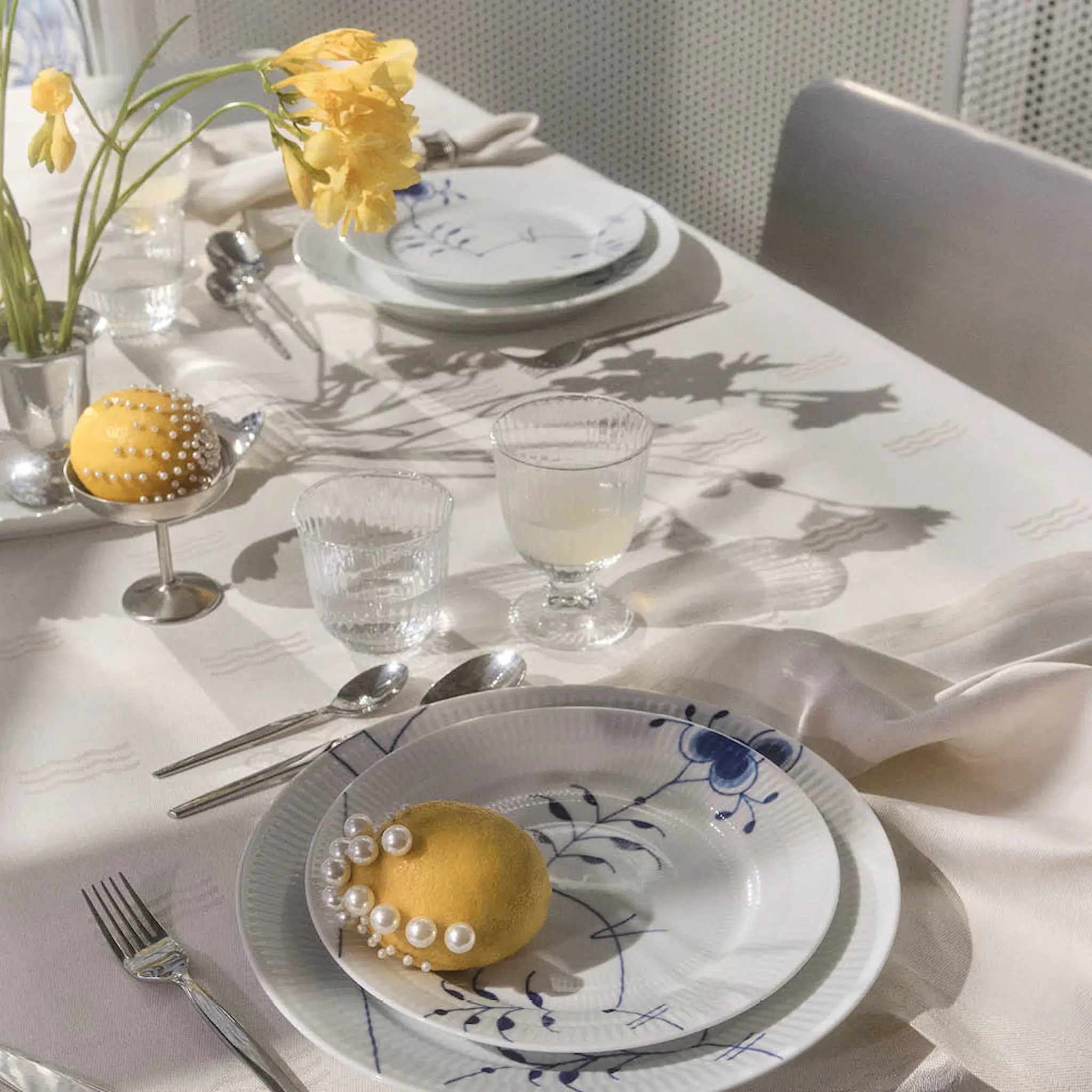 Royal Copenhagen Waves servett 44x44 cm 2-pack vit