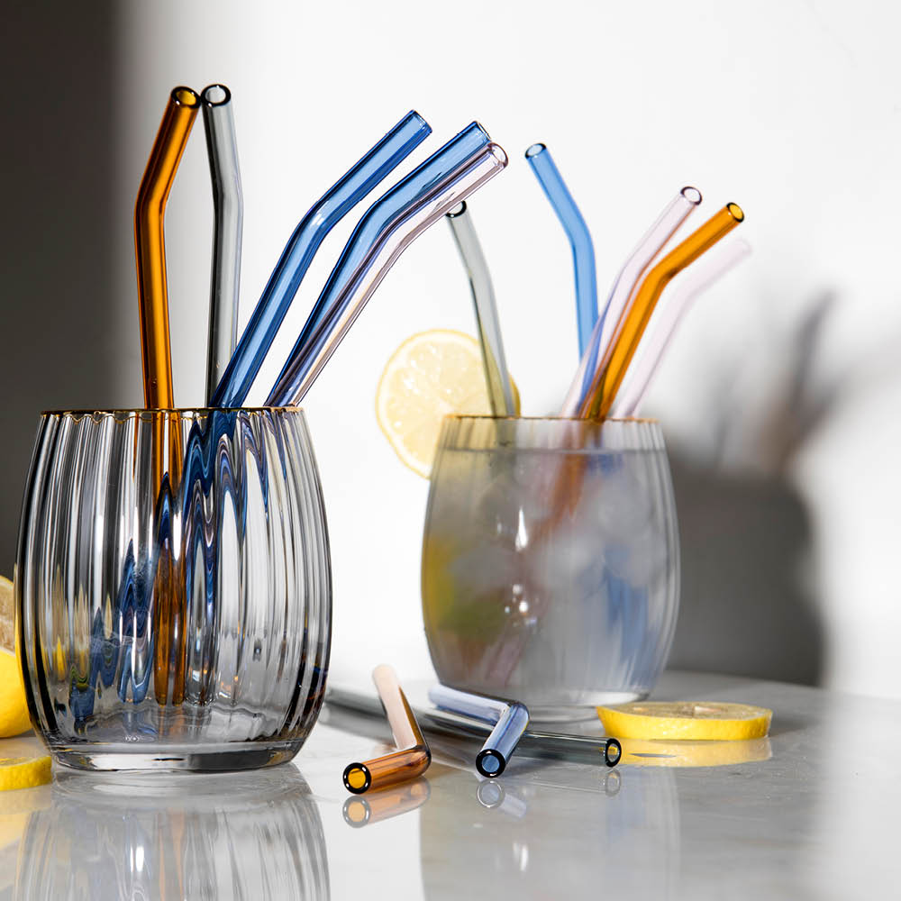 Modern House Glasspipe Sugrör Glas 0,8 cm Rosa