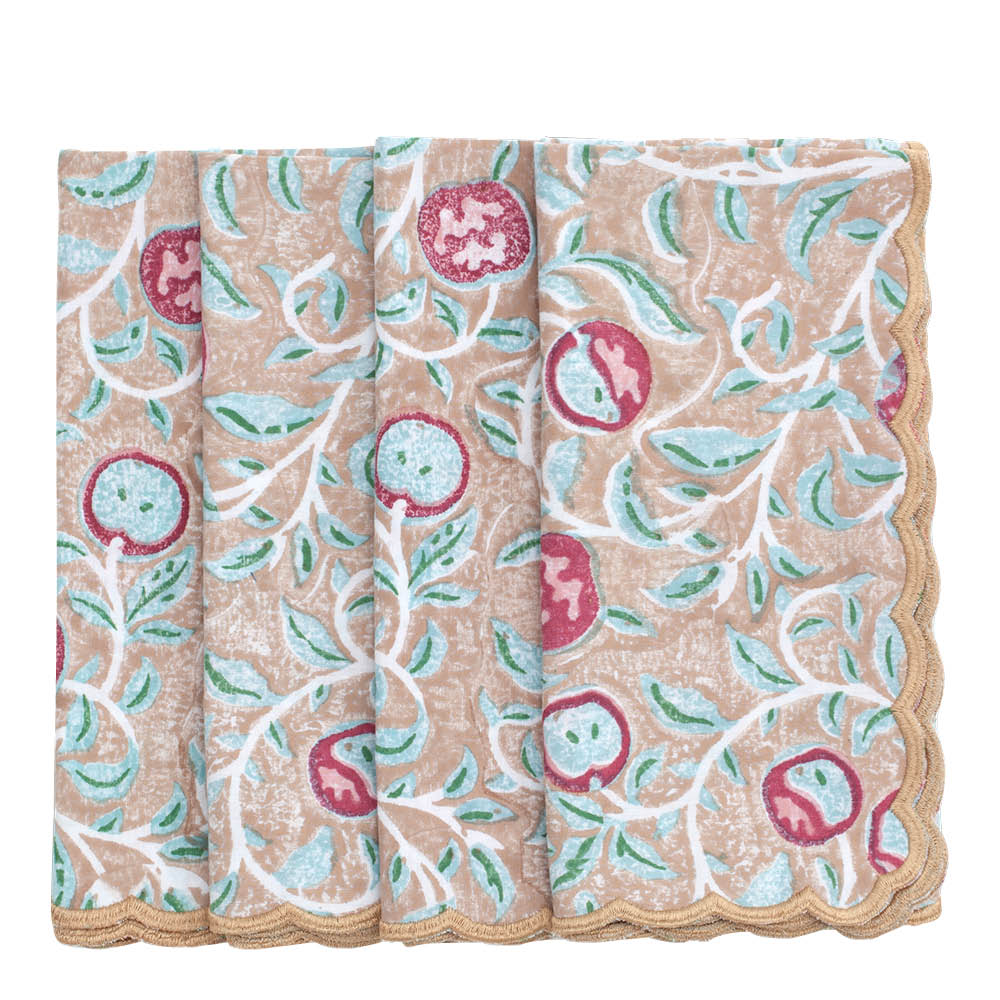 Chamois Apple servett scallop 50x50 4-pack beige