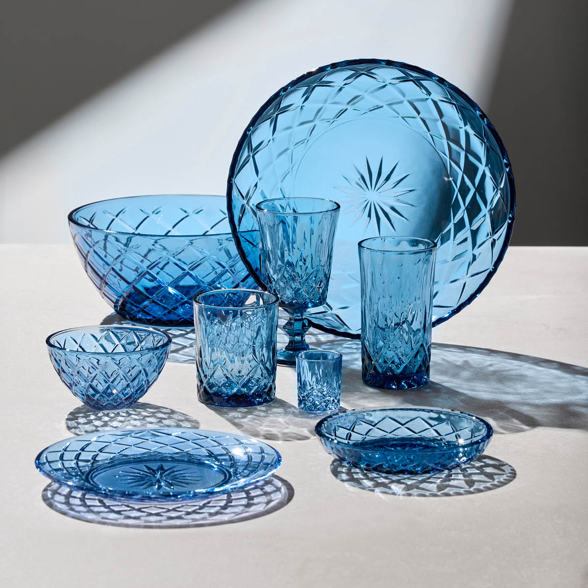 Lyngby Glas Sorrento glastallerken 21 cm 4 stk blå