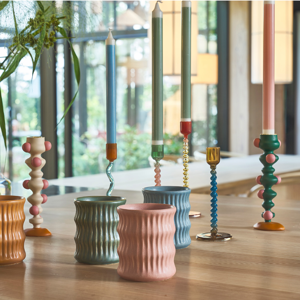 Villa Collection Styles Ljusstake Glas 20,3 cm Gul/Röd