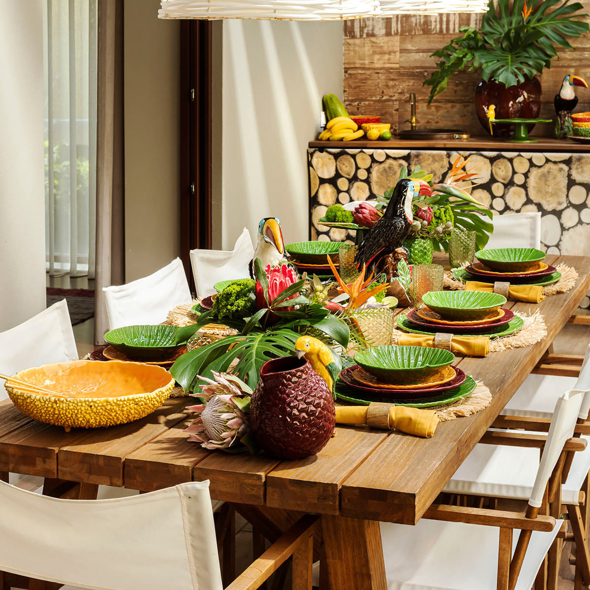 Bordallo Pinheiro Amazónia karaffel 2L papegøye brun/gul