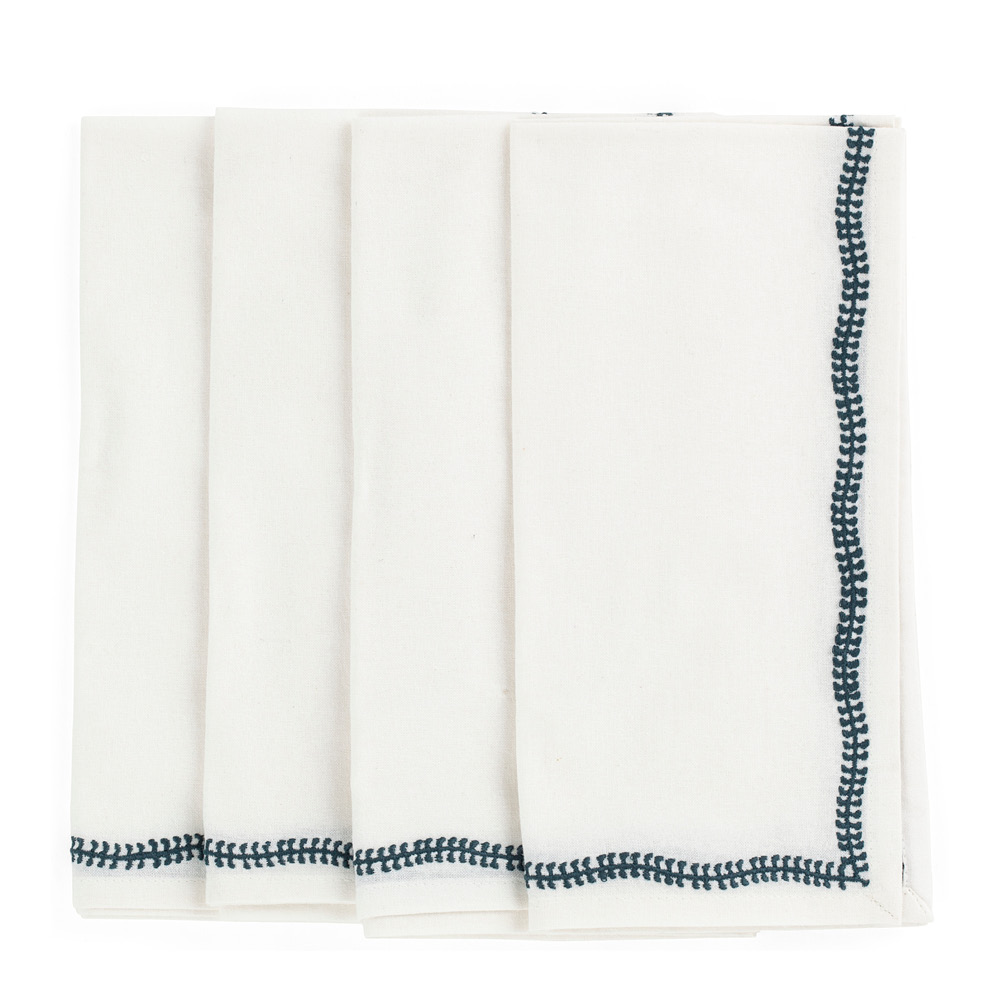 Chamois - White Embroidery Lautasliina 50x50 cm 4 kpl True Navy