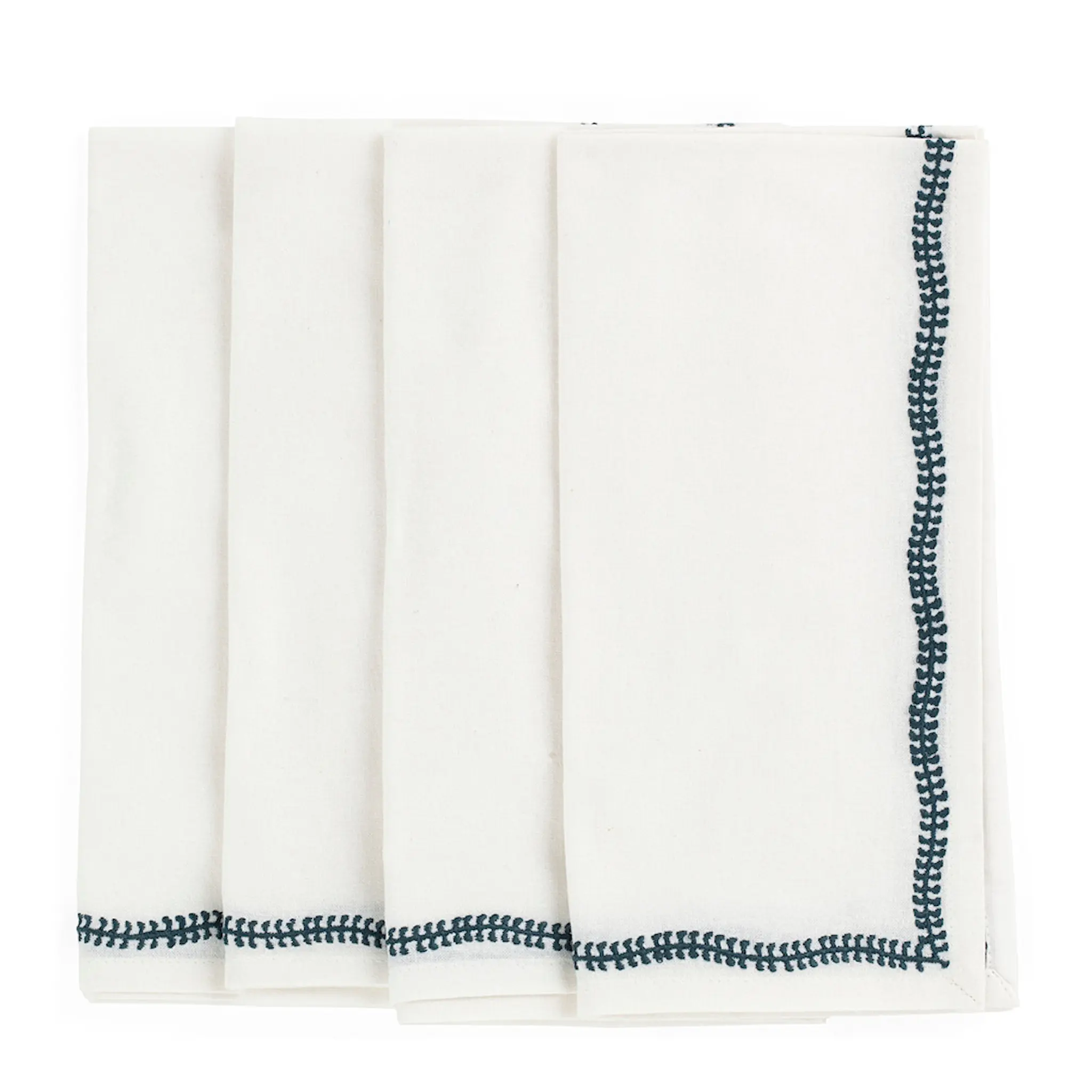 Chamois White Embroidery servetter 50x50 cm 4-pack true navy