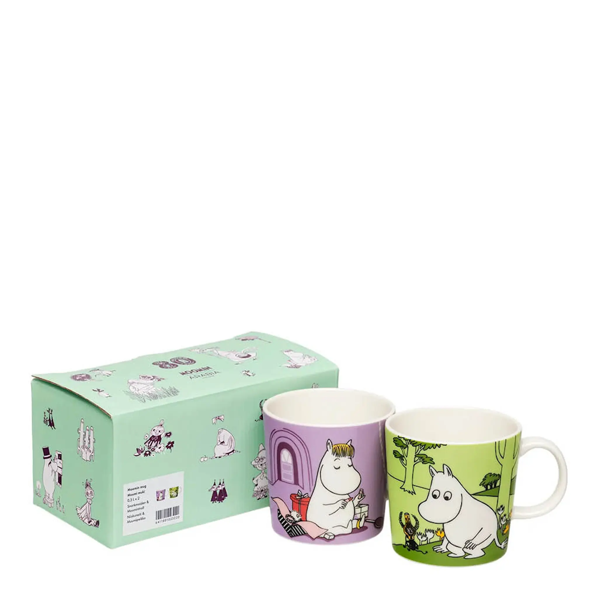 Moomin Arabia Mummikopp 30 cl Snorkfrøken og Mummitrollet 2 stk 80 år