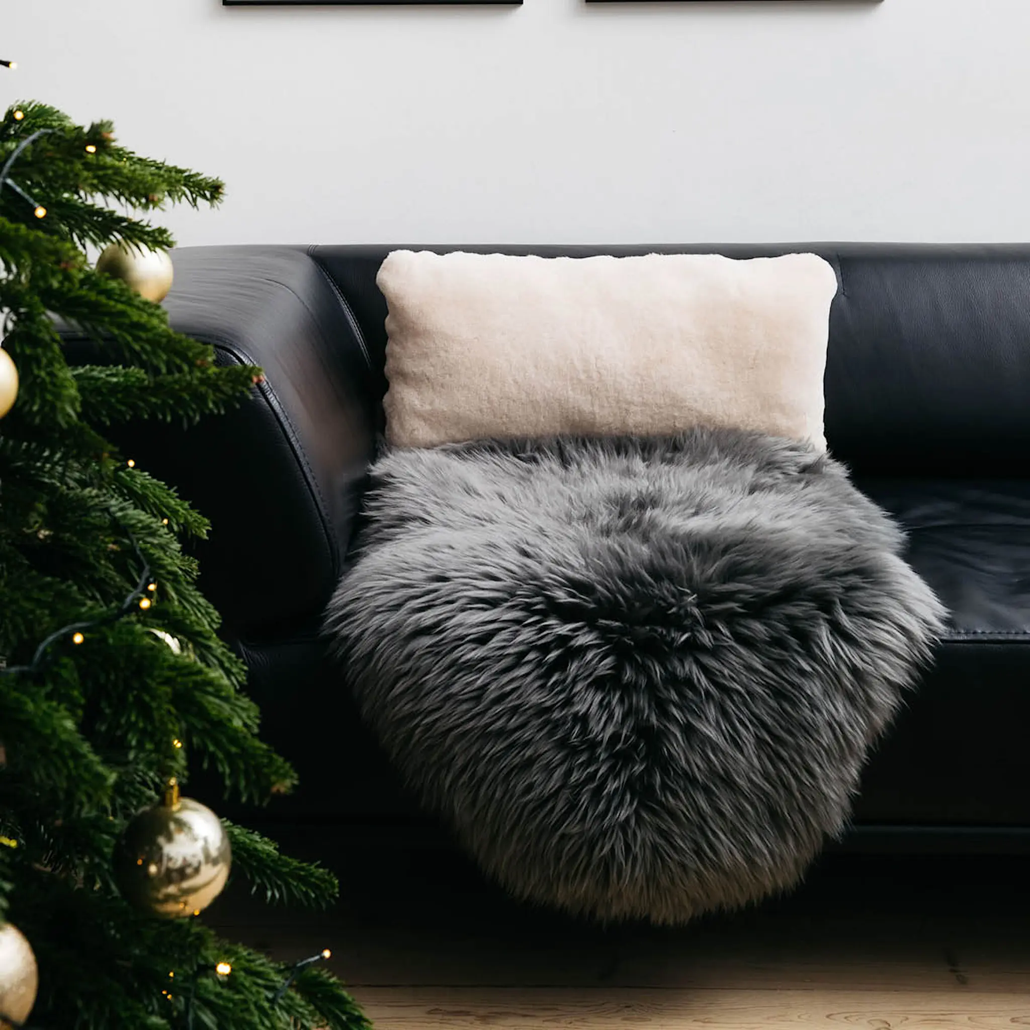 Natures Collection Fårskinn New Zealand lång ull 100 cm steel