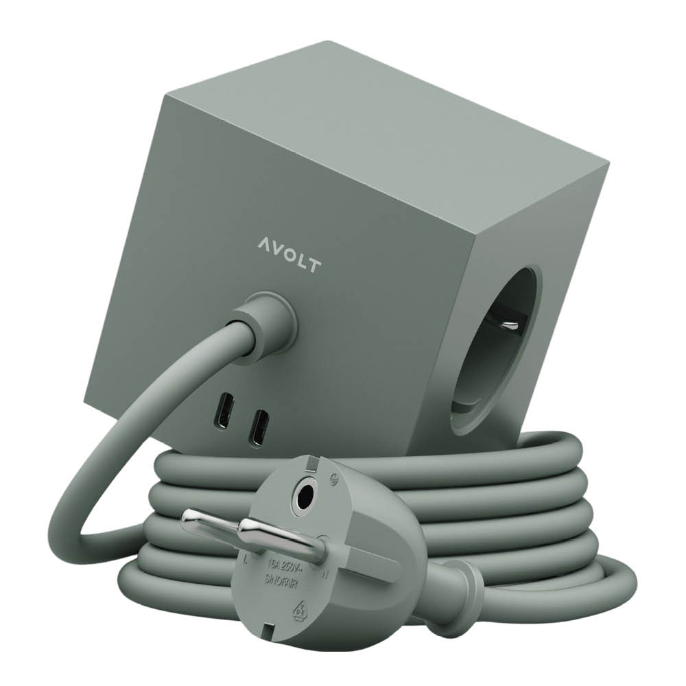 Avolt - Square 1 USB-C Jatkojohto 1,8 m Oak Green