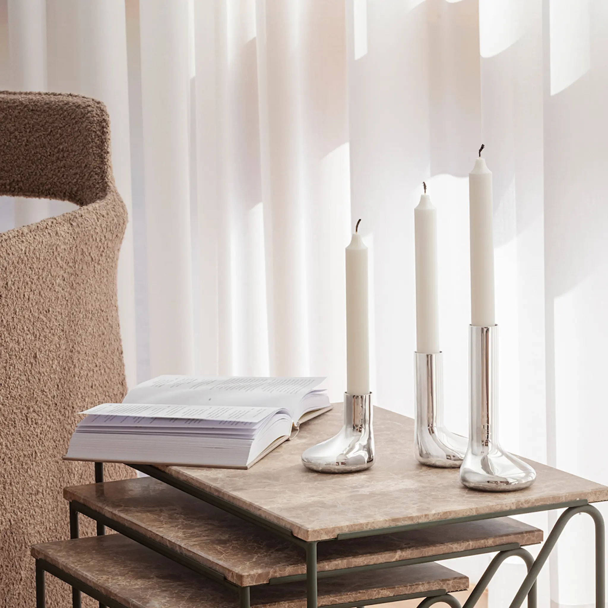 Eva Solo Mellow Kynttilänjalka 3 kpl Hopea