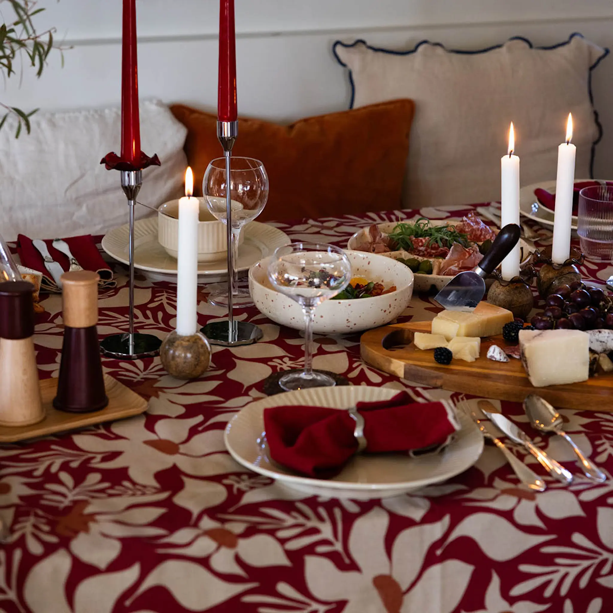 Sagaform Edith tygservetter 45x45 cm 2-pack vinröd