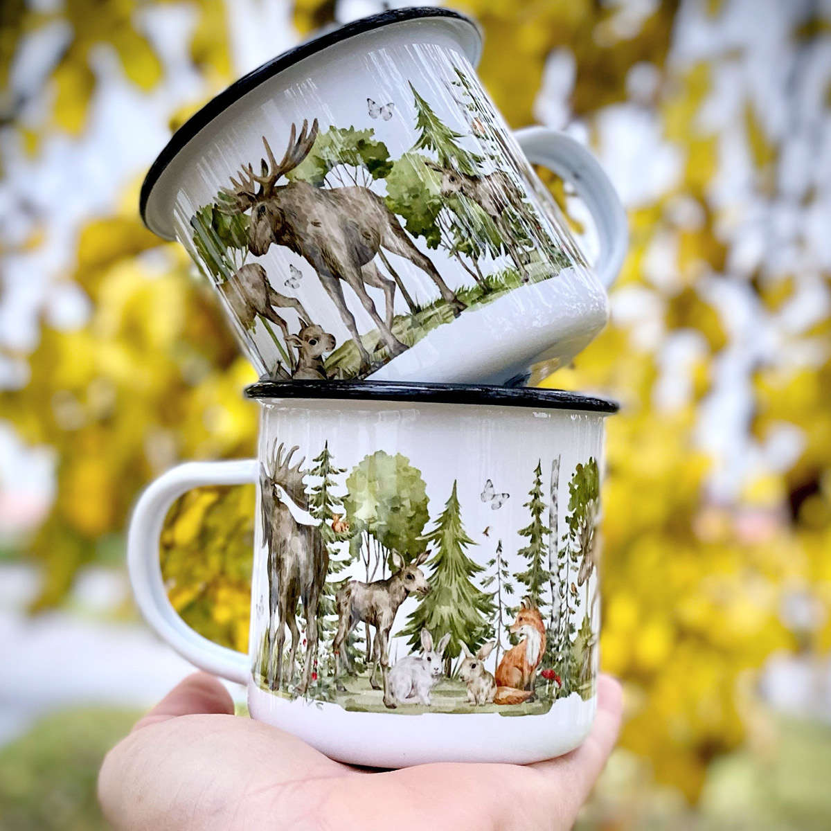 Mellow Design Emaljmugg 35 cl Älg King of the Forest