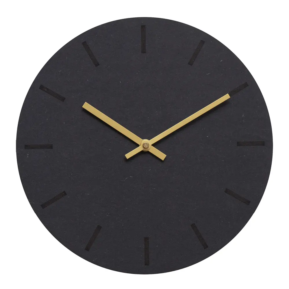 Gunpowder veggklokke 28 cm mørk grå m/gull viser
