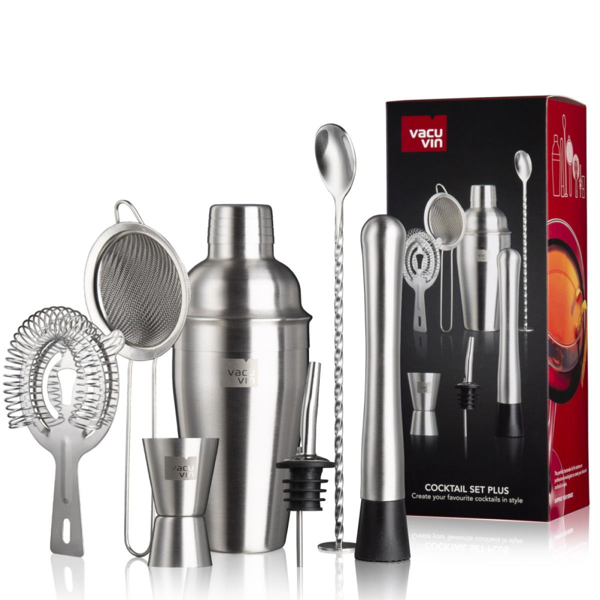 Vacu Vin Cocktail Set Plus 7 delar Silver/Svart