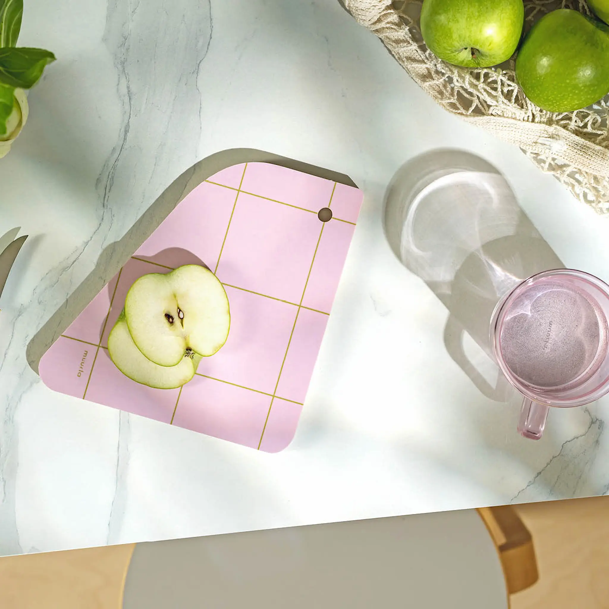 Muurla Fauna skärbräda/serveringsbricka Fågel 19x18 cm rosa