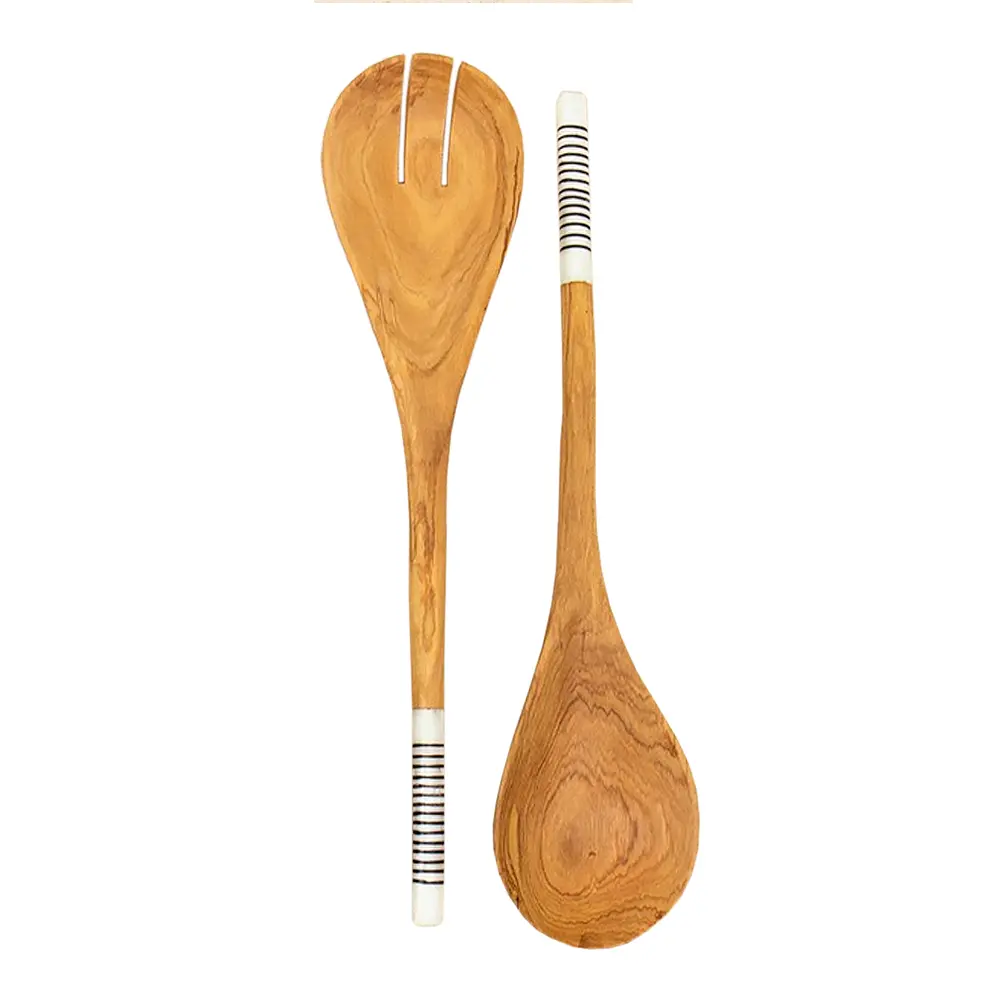 Stripe salatbestikk oliventre 25 cm 2 deler