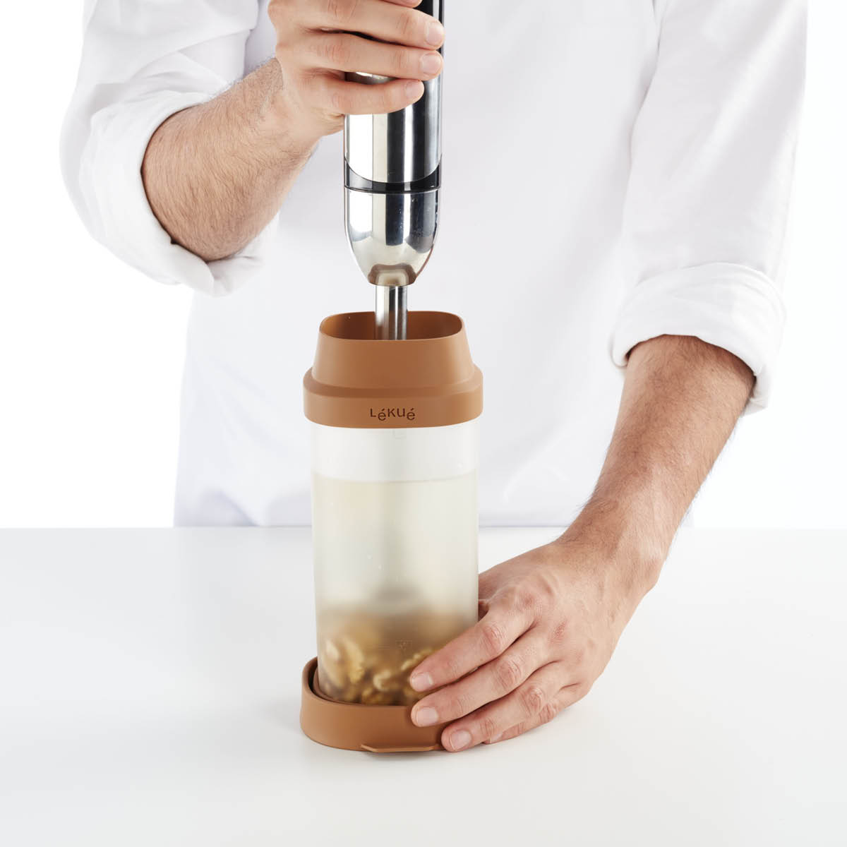 Lékué Tillverkningskärl för växtbaserad dryck 1 L  terracotta/klar