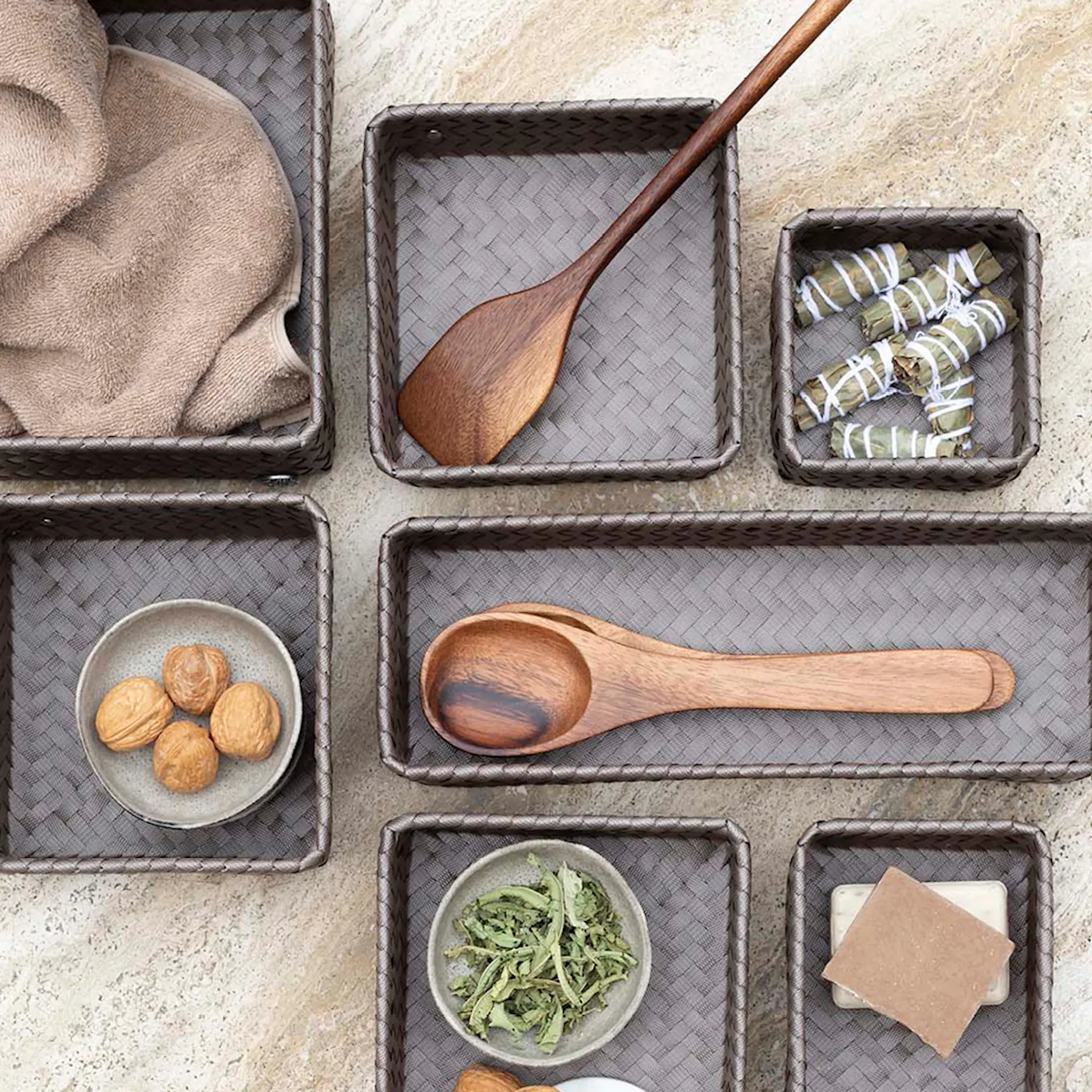 Handed By Fit lang oppbevaringskurv 39x12x7 cm taupe