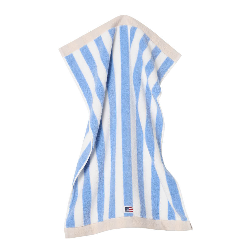 Lexington Handduk blockrandig 70x130 cm himmelsblå/vit/månstråle