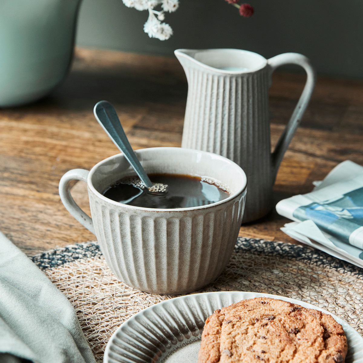 House Doctor Pleat kopp 10,5 cm grå/brun