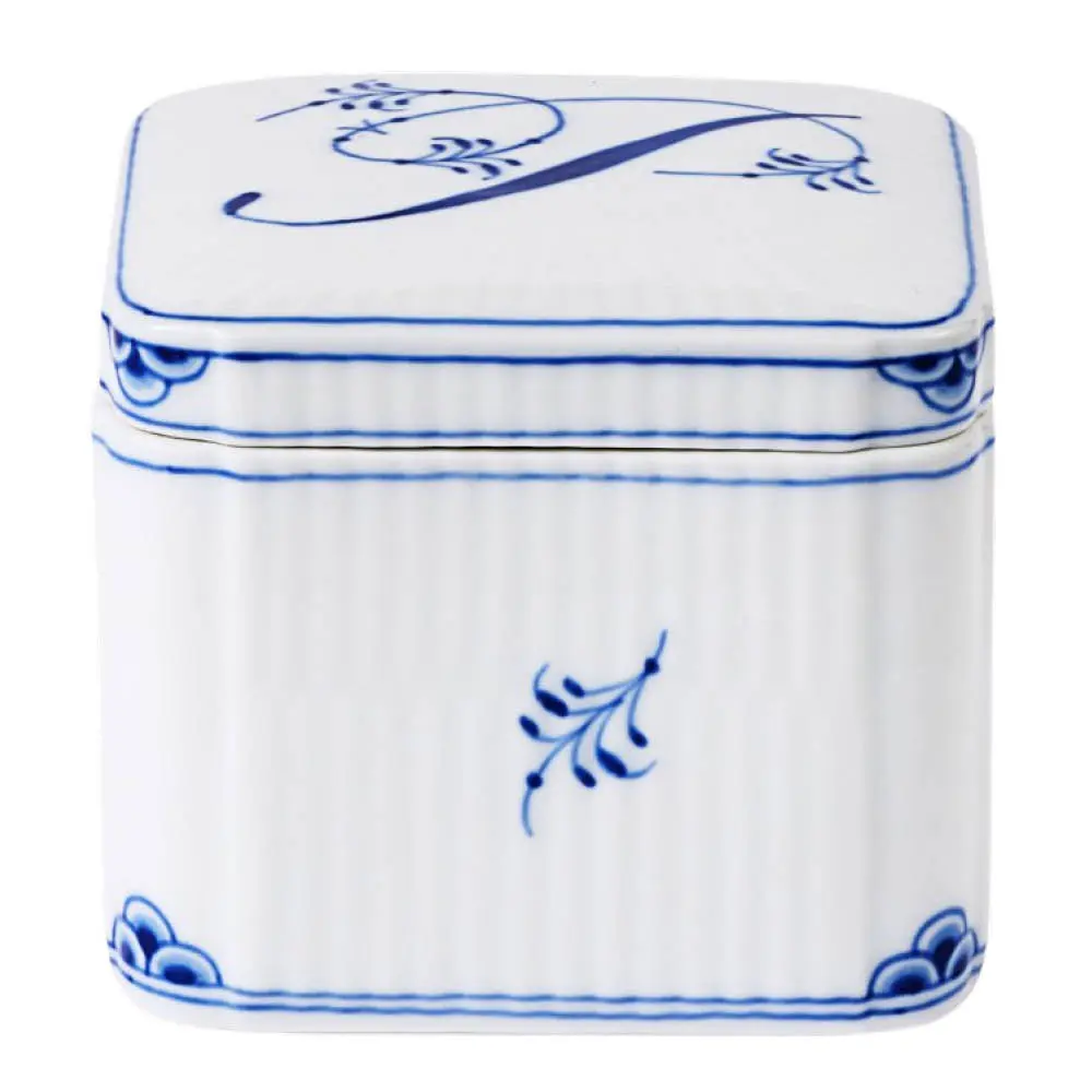 Alphabet Collection firkantet bonbonniere P 13 cl blå/hvit