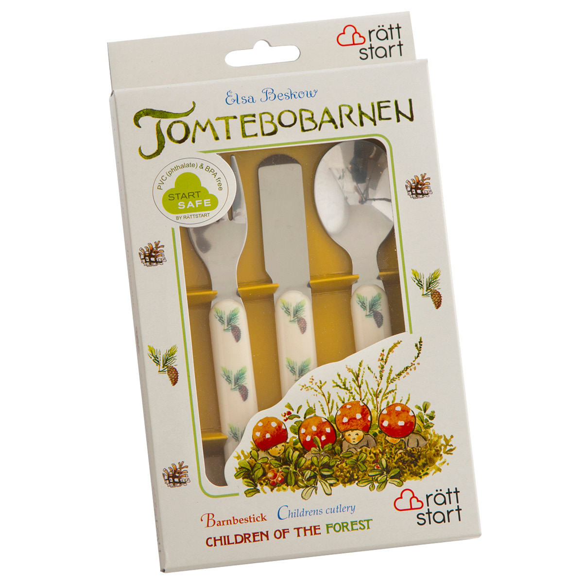 Rätt Start Elsa Beskow barnebestikk 3 deler Tomtebobarnen